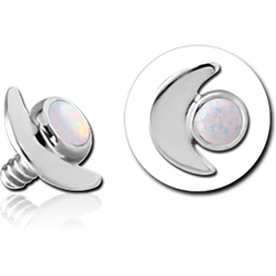 14 KARAT GOLD WHITE JEWELED FOR 1.2MM INTERNALLY THREADED PINS - CRESCENT