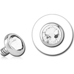 14 KARAT GOLD WHITE JEWELED FOR 1.2MM INTERNALLY THREADED PINS