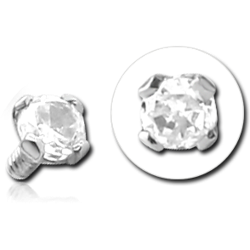 18 KARAT GOLD WHITE PRONG SET DIAMOND FOR INTERNALLY THREADED PINS