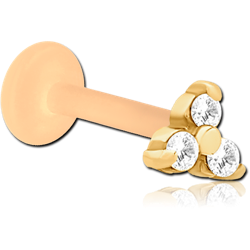 BIOFLEX INTERNAL LABRET WITH GOLD PVD COATED SURGICAL STEEL GRADE 316L JEWELED ATTACHMENT