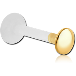 BIOFLEX INTERNAL LABRET WITH GOLD PVD COATED SURGICAL STEEL GRADE 316L DISC