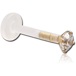 BIOFLEX INTERNAL LABRET WITH 18 KARAT GOLD YELLOW JEWELED ATTACHMENT