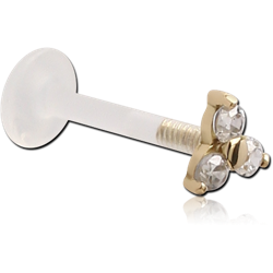 BIOFLEX INTERNAL LABRET WITH 18 KARAT GOLD YELLOW JEWELED ATTACHMENT