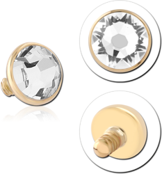 STERILE 14 KARAT GOLD YELLOW INTERNALLY THREADED JEWELED DISC