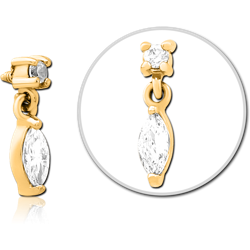 STERILE GOLD PVD COATED SURGICAL STEEL GRADE 316L JEWELED MICRO ATTACHMENT FOR 1.2MM INTERNALLY THREADED PINS