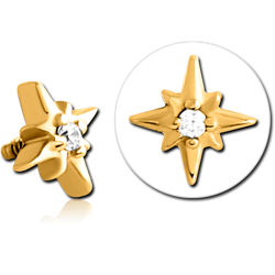 STERILE GOLD PVD COATED SURGICAL STEEL GRADE 316L JEWELED MICRO ATTACHMENT FOR 1.2MM INTERNALLY THREADED PINS