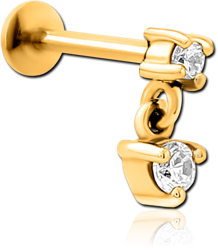 STERILE GOLD PVD COATED SURGICAL STEEL GRADE 316L INTERNALLY THREADED JEWELED MICRO LABRET