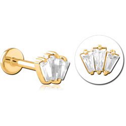 STERILE GOLD PVD COATED SURGICAL STEEL GRADE 316L INTERNALLY THREADED JEWELED MICRO LABRET