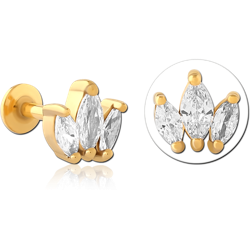 STERILE GOLD PVD COATED SURGICAL STEEL GRADE 316L INTERNALLY THREADED JEWELED MICRO LABRET