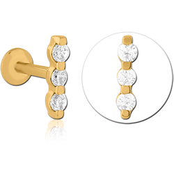 STERILE GOLD PVD COATED SURGICAL STEEL GRADE 316L INTERNALLY THREADED JEWELED MICRO LABRET