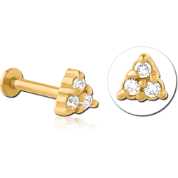 STERILE GOLD PVD COATED SURGICAL STEEL GRADE 316L INTERNALLY THREADED JEWELED MICRO LABRET