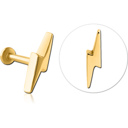 STERILE GOLD PVD COATED SURGICAL STEEL GRADE 316L INTERNALLY THREADED MICRO LABRET- LIGHTNING