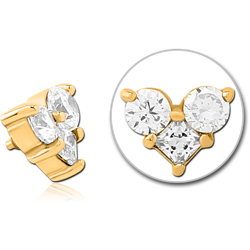 STERILE GOLD PVD COATED SURGICAL STEEL GRADE 316L JEWELED MICRO ATTACHMENT FOR 1.2MM INTERNALLY THREADED PINS