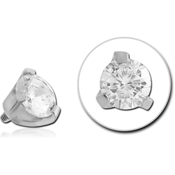 STERILE SURGICAL STEEL GRADE 316L PRONG SET JEWELED ATTACHMENT FOR 1.6MM INTERNALLY THREADED PINS - ROUND