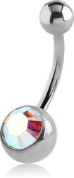 STERILE TITANIUM ALLOY INTERNALLY THREADED PREMIUM CRYSTAL JEWELED NAVEL BANANA