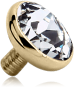 ZIRCON GOLD PVD GOLD SURGICAL STEEL GRADE 316L PREMIUM CRYSTAL JEWELED BALL FOR 1.2MM INTERNALLY THREADED PIN