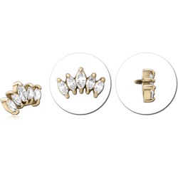 ZIRCON GOLD PVD COATED SURGICAL STEEL GRADE 316L JEWELED MICRO ATTACHMENT FOR 1.2MM INTERNALLY THREADED PINS