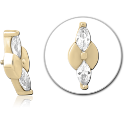 ZIRCON GOLD PVD COATED SURGICAL STEEL GRADE 316L JEWELED MICRO ATTACHMENT FOR 1.2MM INTERNALLY THREADED PINS