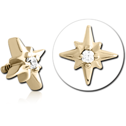 ZIRCON GOLD PVD COATED SURGICAL STEEL GRADE 316L JEWELED MICRO ATTACHMENT FOR 1.2MM INTERNALLY THREADED PINS