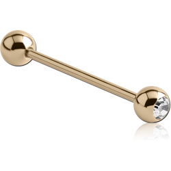 14 KARAT GOLD YELLOW JEWELED BARBELL