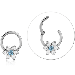 Surgical Steel Grade 316L Round Jeweled Hinged Segment Ring