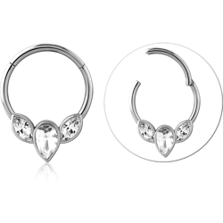 Surgical Steel Grade 316L Jeweled Hinged Segment Ring