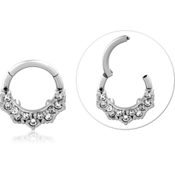 Surgical Steel Grade 316L Round Jeweled Hinged Segment Ring