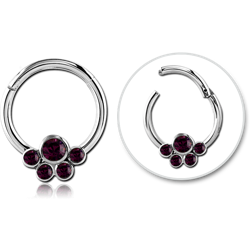 SURGICAL STEEL GRADE 316L ROUND JEWELED HINGED SEPTUM RING