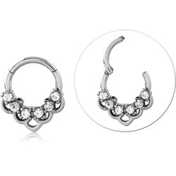 Surgical Steel Grade 316L Jeweled Hinged Segment Ring