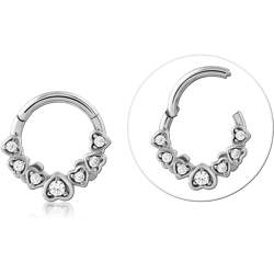 Surgical Steel Grade 316L Jeweled Hinged Segment Ring