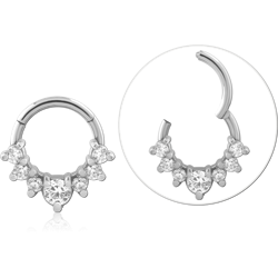 Surgical Steel Grade 316L Jeweled Hinged Segment Ring