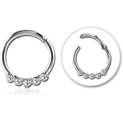 SURGICAL STEEL GRADE 316L ROUND JEWLED HINGED SEPTUM RING