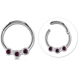 SURGICAL STEEL GRADE 316L ROUND JEWELED HINGED SEPTUM RING