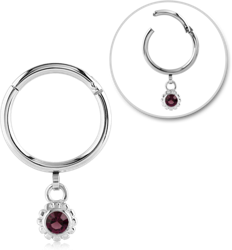 Surgical Steel Grade 316L Round Jeweled Hinged Segment Ring