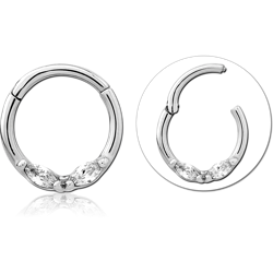 Surgical Steel Grade 316L Jeweled Hinged Septum Ring