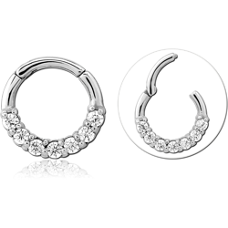 Surgical Steel Grade 316L Jeweled Hinged Septum Ring