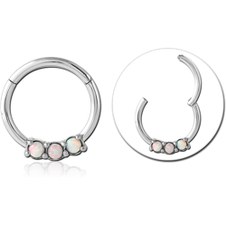 Surgical Steel Grade 316L Round Synthetic Opal Hinged Segment Ring