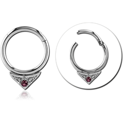 Surgical Steel Grade 316L Round Prong Set Jeweled Hinged Segment Ring