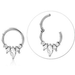 Surgical Steel Grade 316L Jeweled Hinged Segment Ring
