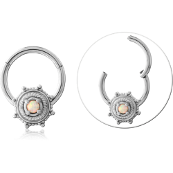 Surgical Steel Grade 316L Synthetic Opal Hinged Segment Ring
