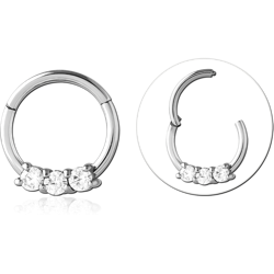 Surgical Steel Grade 316L Round Jeweled Hinged Segment Ring