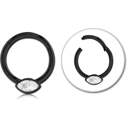 BLACK PVD COATED SURGICAL STEEL GRADE 316L ROUND JEWELED HINGED SEPTUM RING