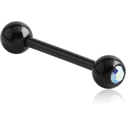BLACK PVD COATED SURGICAL STEEL GRADE 316L JEWELED BARBELL