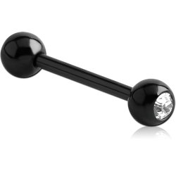 BLACK PVD COATED SURGICAL STEEL GRADE 316L JEWELED BARBELL