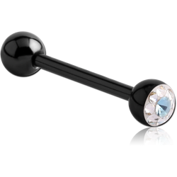 BLACK PVD COATED SURGICAL STEEL GRADE 316L CRYSTALINE JEWELED BARBELL