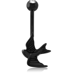 BLACK PVD COATED SURGICAL STEEL GRADE 316L DOUBLE JEWELED NAVEL BANANA