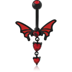 BLACK PVD COATED SURGICAL STEEL GRADE 316L DOUBLE JEWELED NAVEL BANANA