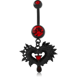 BLACK PVD COATED SURGICAL STEEL GRADE 316L NAVEL BANANA WITH CHARM