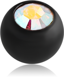 BLACK PVD COATED SURGICAL STEEL GRADE 316L JEWELED BALL WITH OPTIMA CRYSTAL