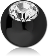 BLACK PVD COATED SURGICAL STEEL GRADE 316L JEWELED MICRO BALL WITH OPTIMA CRYSTAL